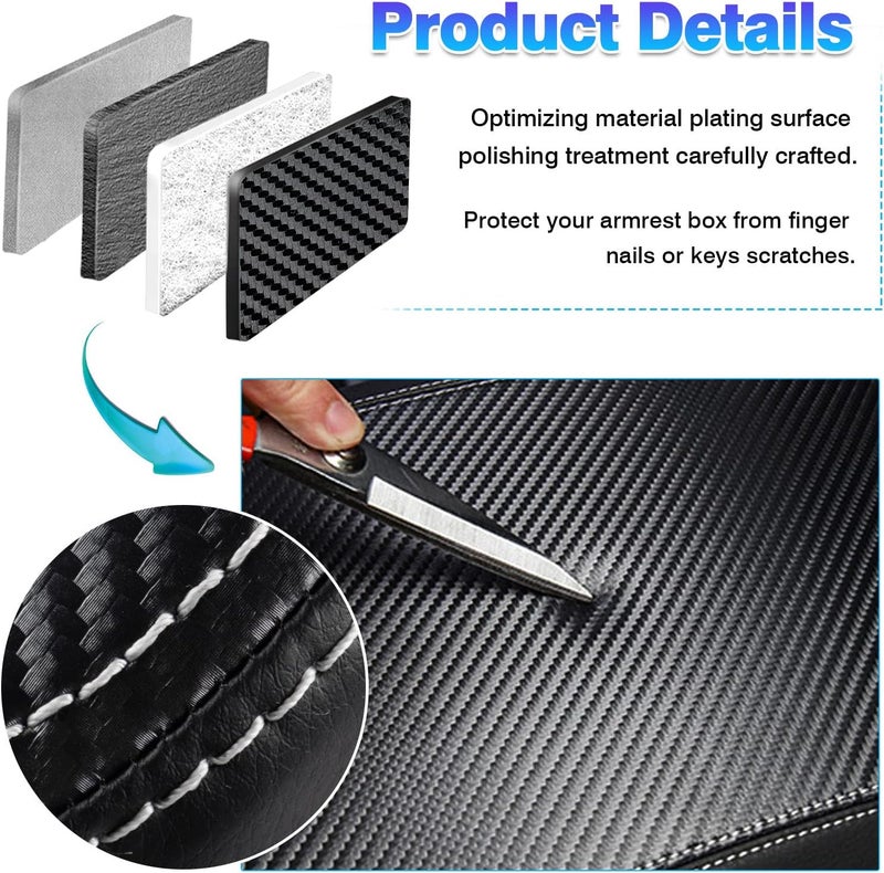 Autorder Center Console Cover for Chevy/Chevrolet Trailblazer 2021 2022 2023 2024 Accessories Carbon Fiber Armrest Cover Anti-Scratch Middle Console Pad Leather Armrest Protector - Image 5