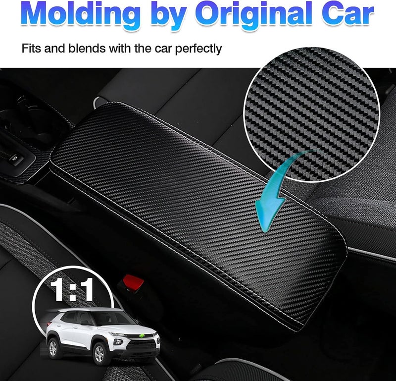 Autorder Center Console Cover for Chevy/Chevrolet Trailblazer 2021 2022 2023 2024 Accessories Carbon Fiber Armrest Cover Anti-Scratch Middle Console Pad Leather Armrest Protector - Image 3