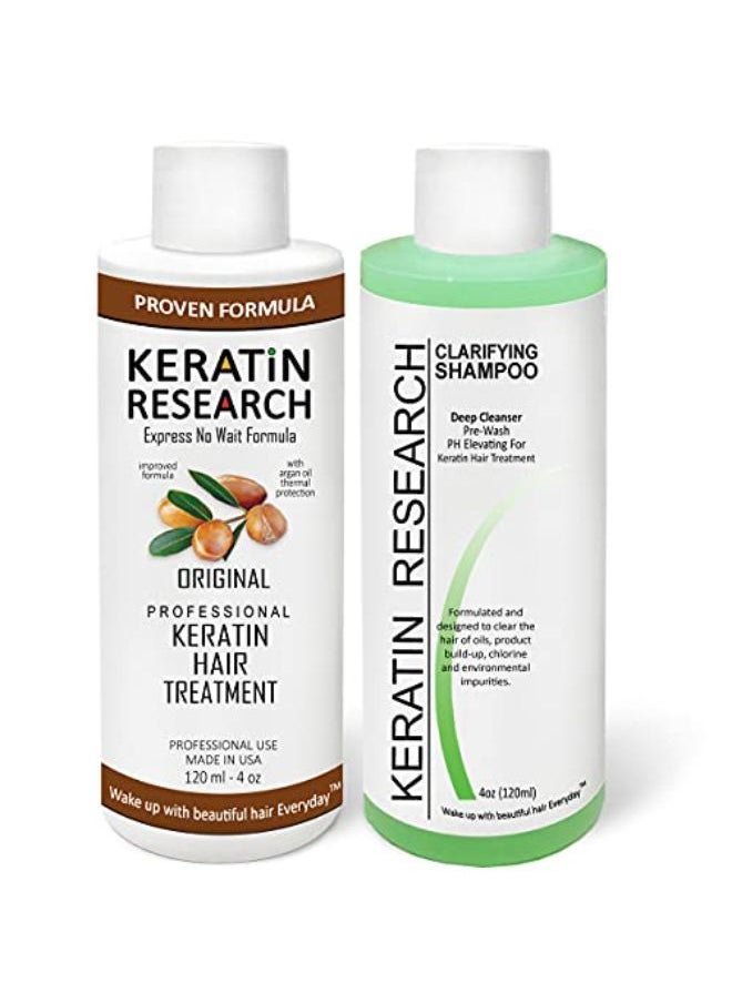 KERATIN RESEARCH مجموعة علاج الشعر N Blowout 2X 120 مل علاج الكيراتين طويل الأمد بزيت الأرجان لفرد الشعر وتنعيمه نتائج احترافية Keratina Keratin Research  - Image 1