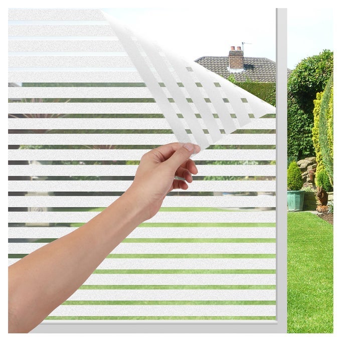 PRIVACY WINDOW FILM SELFADHESIVE NOGLUE STATIC CLING STRIPE PATTERN FROSTED WINDOW FILM DECORATIVE PRIVACY GLASS FILM FOR OFFICE HOME ALL SMOOTH GLASS SURFACE 90X400CM