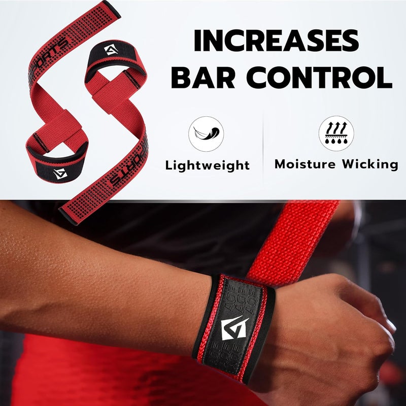 AQF Lifting Wrist Straps for Weightlifting, Powerlifting & Deadlifts – 23” Neoprene Padded Cotton Straps for Strength Training & Gym Workouts - Maximum Grip Support for Men & Women - Image 5