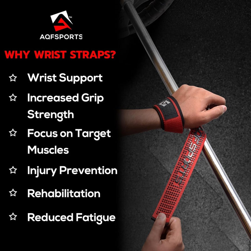 AQF Lifting Wrist Straps for Weightlifting, Powerlifting & Deadlifts – 23” Neoprene Padded Cotton Straps for Strength Training & Gym Workouts - Maximum Grip Support for Men & Women - Image 4