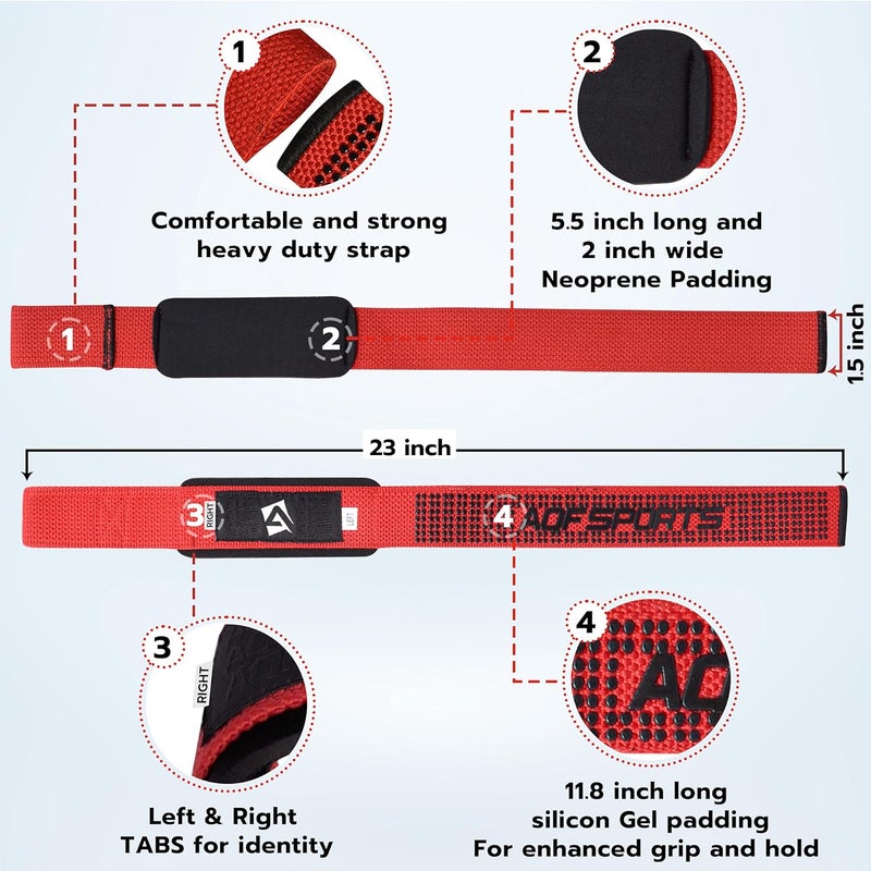 AQF Lifting Wrist Straps for Weightlifting, Powerlifting & Deadlifts – 23” Neoprene Padded Cotton Straps for Strength Training & Gym Workouts - Maximum Grip Support for Men & Women - Image 3