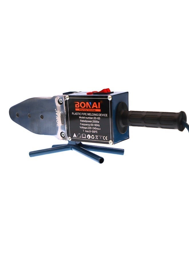 BONAI 2000W PPR Plastic Pipe Welding Machine, 20–63mm Pipe Fusion Welder, Adjustable 0–300°C Temperature, 220–240V Thermofusion Tool for Plumbing & Water Pipe Installation – BN-HK128 - Image 3