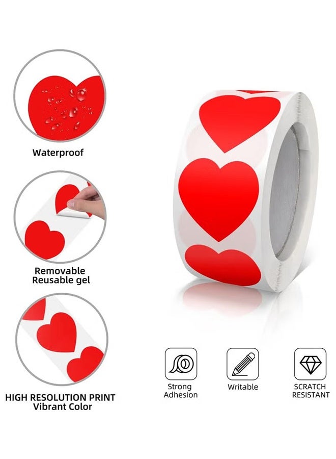 YJ Heart Stickers Roll 2.5cm Valentine's Day Love Shape Labels Waterproof Removable for Craft Envelopes Boxes Gift Tags Bags Wedding 500 PCS - Image 2