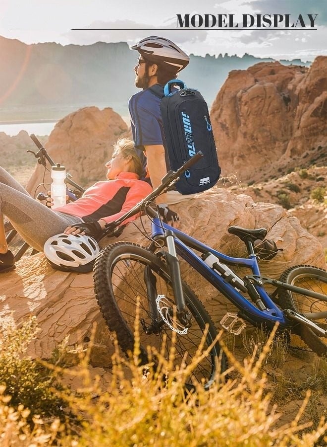 MIXDE Unisex 7L Outdoor Cycling Backpack with Independent Water Bag Compartment Helmet Fixation for Hiking Biking Black/Blue  - Image 2