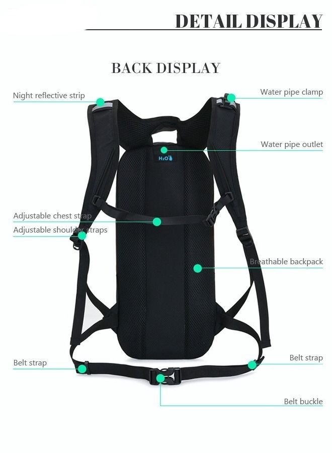MIXDE Unisex 7L Outdoor Cycling Backpack with Independent Water Bag Compartment Helmet Fixation for Hiking Biking Black/Blue  - Image 4