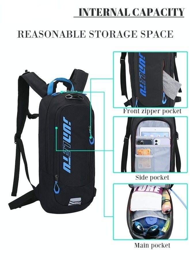 MIXDE Unisex 7L Outdoor Cycling Backpack with Independent Water Bag Compartment Helmet Fixation for Hiking Biking Black/Blue  - Image 5