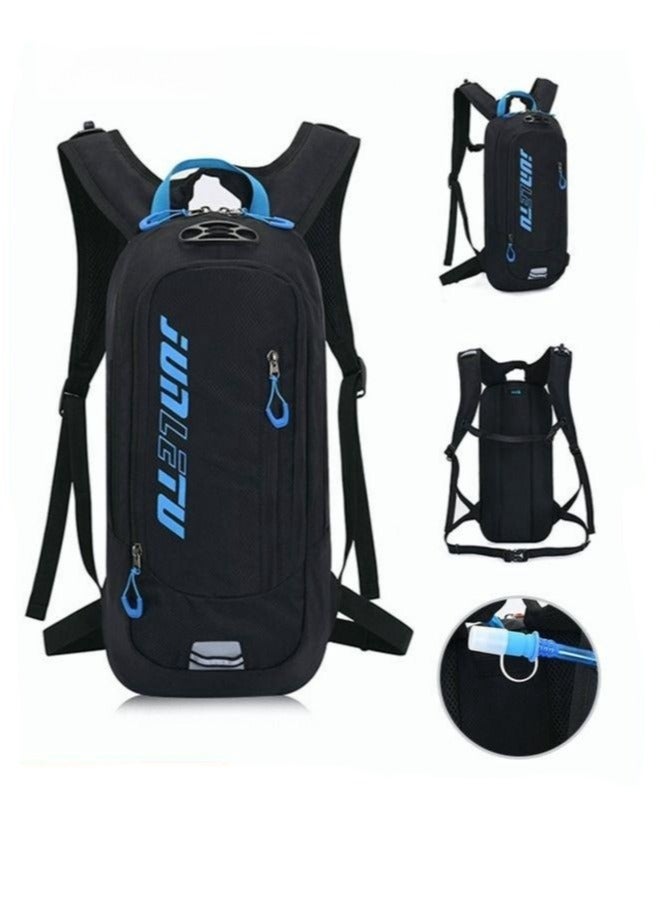 MIXDE Unisex 7L Outdoor Cycling Backpack with Independent Water Bag Compartment Helmet Fixation for Hiking Biking Black/Blue  - Image 1