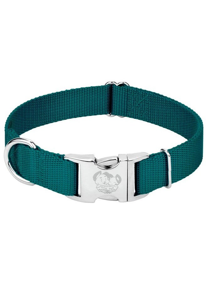 Country Brook Design Country Brook Petz Premium Nylon Dog Collar with Metal Buckle for Small Medium Large Breeds - Vibrant 30+ Color Selection (Large, 1 Inch, Teal)  - Image 5