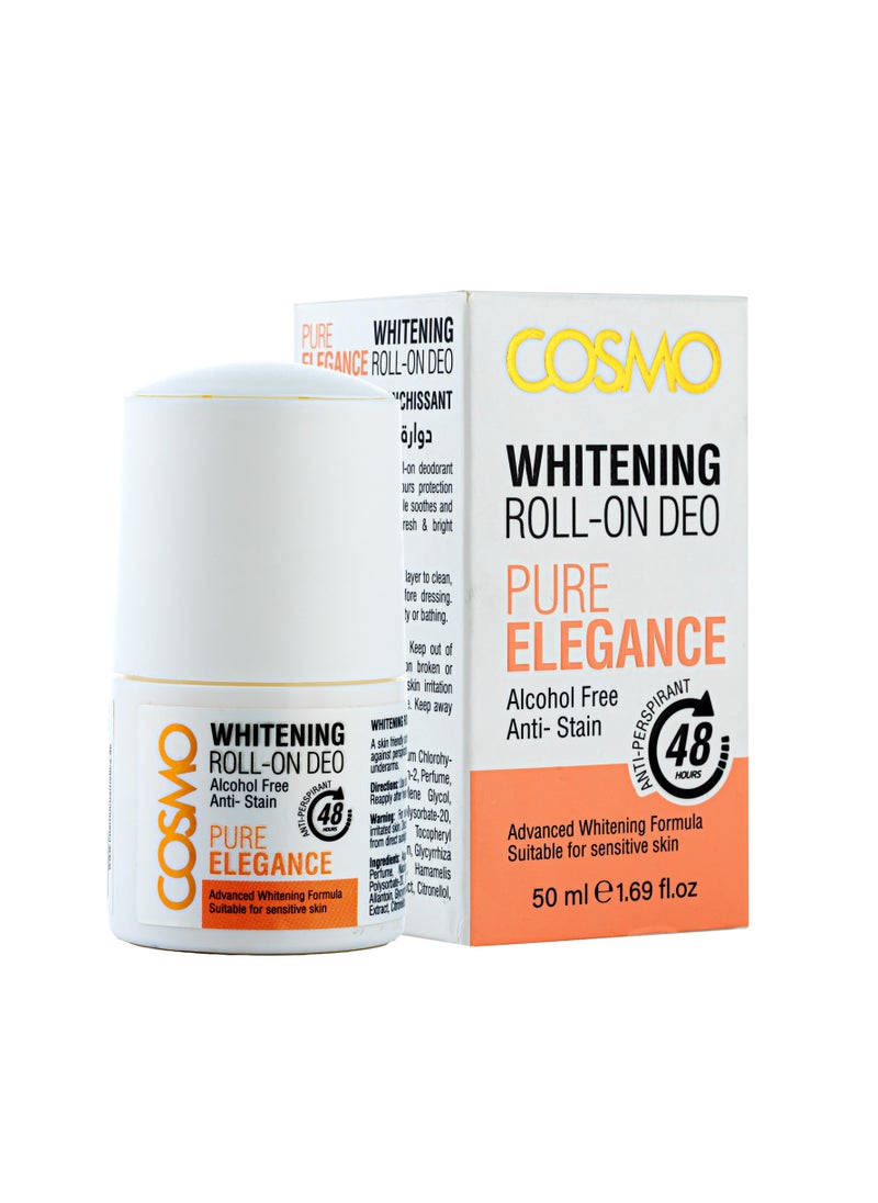 COSMO Whitening Roll On Deo Pure Elegance Alcohol Free Anti Stain  50Ml 