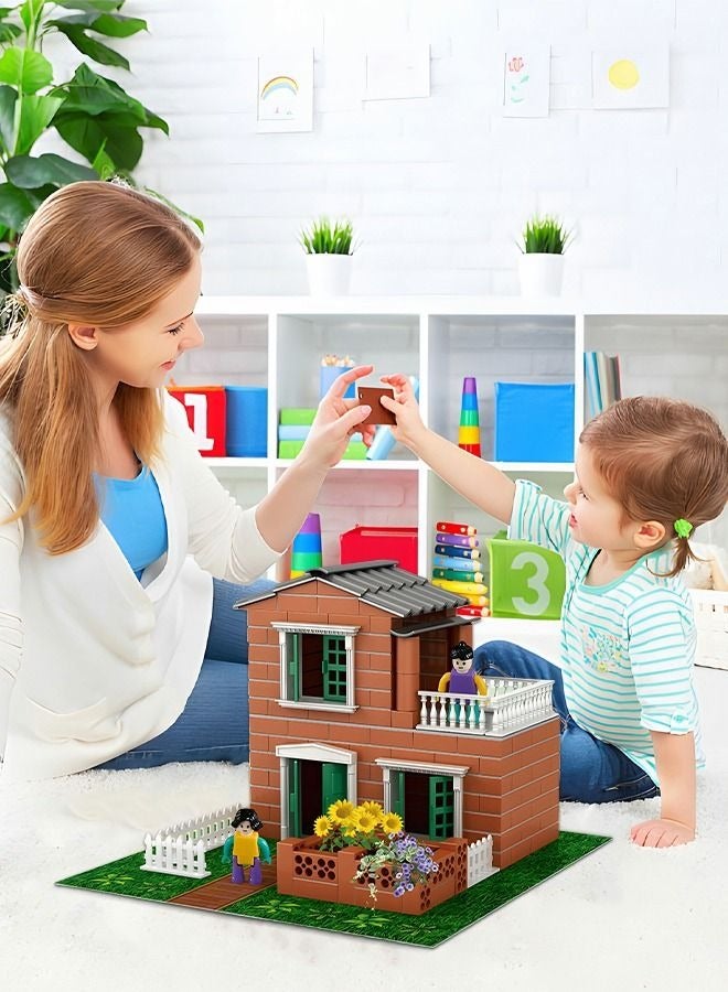 240Pcs Building Kit for Children,DIY Villa Building Set with Simulated Brick,Pretend Architect Construction Toy,Mini Garden Accessories,STEM Building Toy