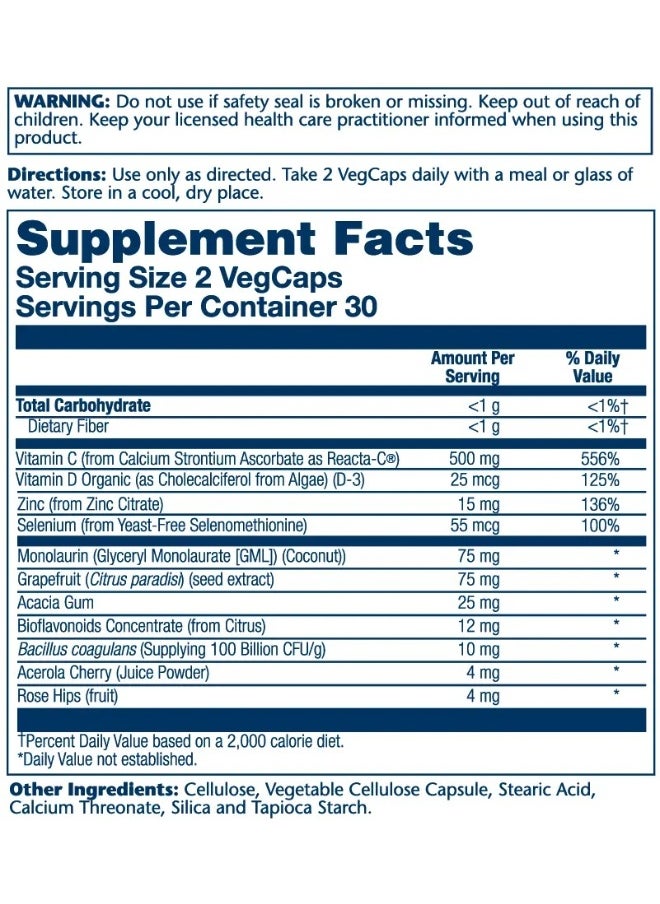 Solaray Immufight Daily Defense Immune System Booster With Vitamins Zinc And Herbs 60 Vegetarian Capsules  - Image 3