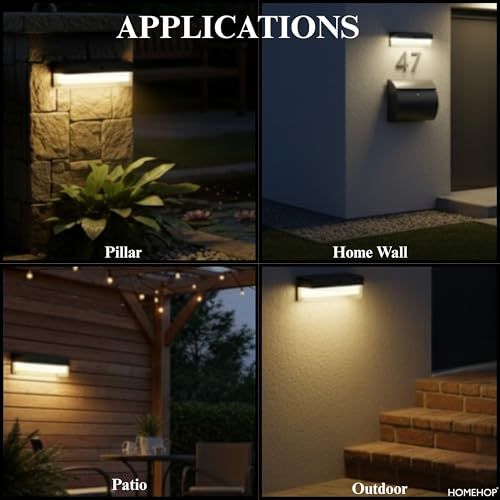 Homehop Solar Light Outdoor Home Waterproof Decorative LED Wall Lamp for Garden, Balcony, Scone,Gate and Courtyard Automatic with Three Colour Modes(Pack of 2) - Image 5