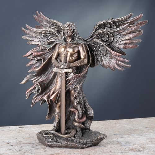 Unicorn Studio WU75976A4 Guardian Angel Statue in 6 Winged with Sword and Serpent, 11-inch Cold Cast Bronze - Image 5