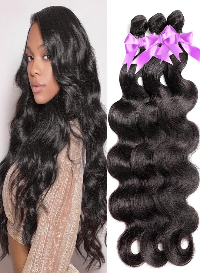 ALLRUN Body Wave Bundles Human Hair 18 20 22 Inch 3 Bundles Human Hair Body Wave 10A 100% Unprocessed Brazilian Virgin Hair for Black Women Remy Hair Extension - Image 1
