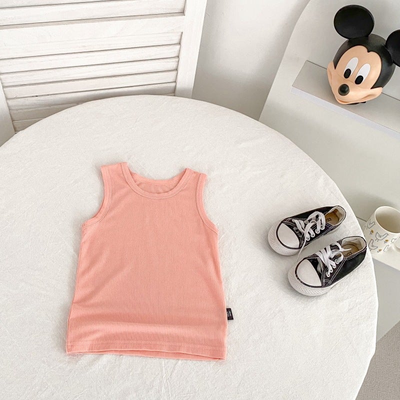 Children'S Vest Modal Summer Thin Outer Wear Seamless Mask T-Shirt Baby Boys And Girls Bottoming Tops For Men - Image 1