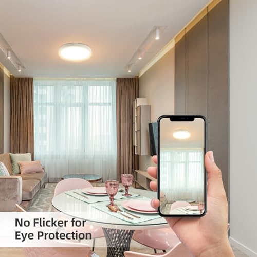 ECOELER 9 Inch Flush Mount Ceiling Light, 5 Color Temperatures Selectable, 24W 1800Lm Dimmable Ultra-Thin Round Lighting Fixture for Bedroom, Porch, Hallway, Stairwells, ETL Listed - Image 5