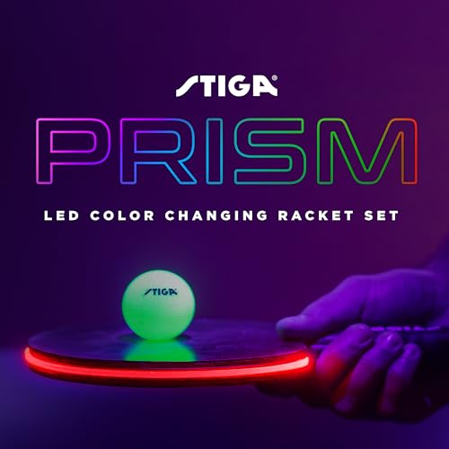 STIGA Prism LED Ping Pong Paddle - 5 LED Color Cycles - Color Gradient Mode - Includes 3 Glow-in-The-Dark Balls - 1.5mm Sponge with Smooth Rubber - Silicone Grip for Max Control - Image 2