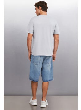 GRIMELANGE Kingsley Men's Cotton Printed Short Sleeve Regular Fit Gray T-Shirt  - Image 5