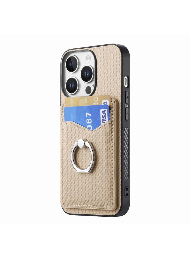 S-TOP Case For iPhone 16 Pro Carbon Fiber Card Wallet Ring Phone Case - Image 2