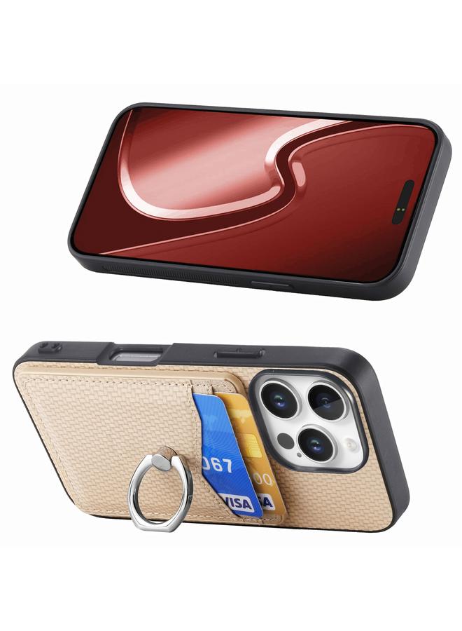 S-TOP Case For iPhone 16 Pro Carbon Fiber Card Wallet Ring Phone Case - Image 4