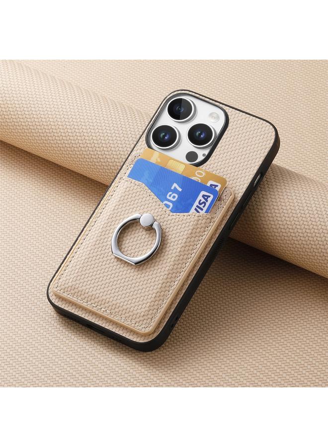 S-TOP Case For iPhone 16 Pro Carbon Fiber Card Wallet Ring Phone Case - Image 5