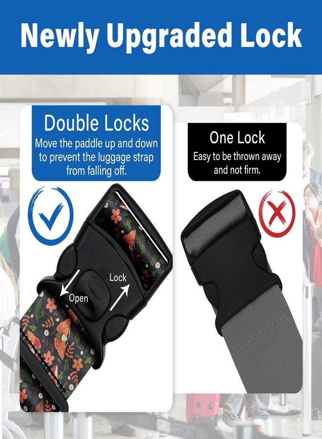 ZHOMA 2 Pack Luggage Straps for Suitcases, Adjustable Travel Belt with Double Lock and Quick Release Buckle, Heavy Duty Nylon Bag Packing Strap, Unique Business Travel Accessories-Flower Butterfly - Image 2