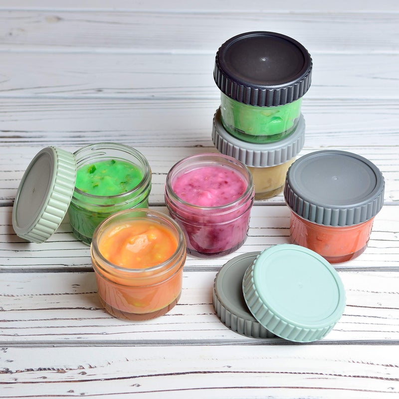 Youngever Glass Baby Food Storage - 4 Ounce Stackable Baby Food Containers with Airtight Lids, 8 Urban Colors (8 Sets) - Image 5