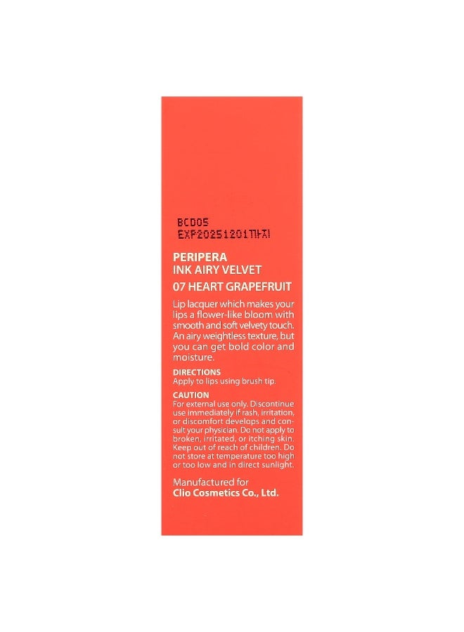 Peripera Peripera, Ink Airy Velvet Lip Tint, 07 Heart Grapefruit, 0.14 oz (4 g) - Image 3