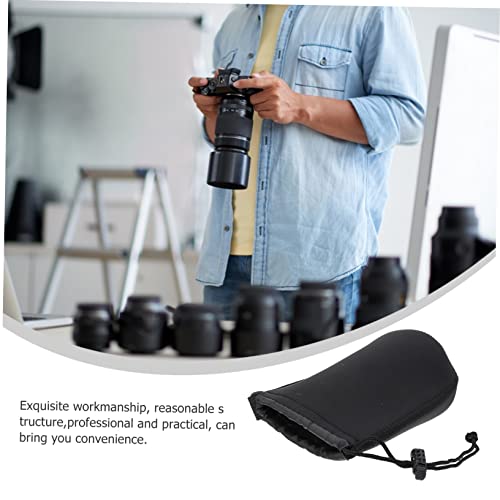 SHOWERORO 2pcs Camera Lens Bag Camera Lenses Neoprene Pouch for s Drawstring s Case s Pouch Bag Neoprene s Protective Case Black Large Box s - Image 5