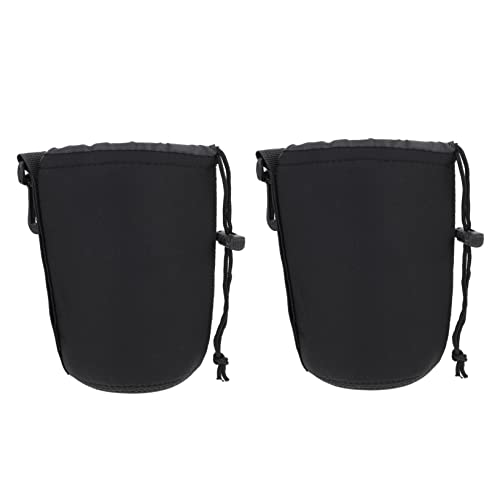 SHOWERORO 2pcs Camera Lens Bag Camera Lenses Neoprene Pouch for s Drawstring s Case s Pouch Bag Neoprene s Protective Case Black Large Box s - Image 1