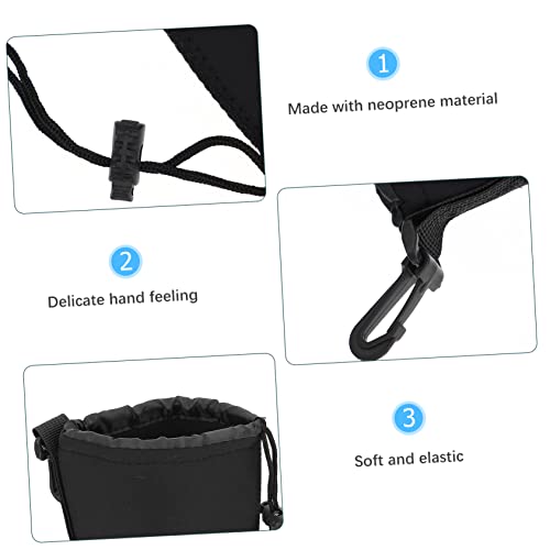 SHOWERORO 2pcs Camera Lens Bag Camera Lenses Neoprene Pouch for s Drawstring s Case s Pouch Bag Neoprene s Protective Case Black Large Box s - Image 4