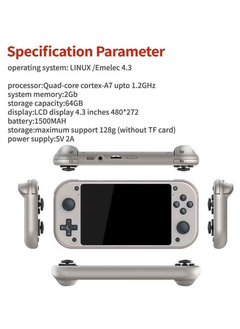 JAJEEK Handheld Gaming Console M17 with 4.3-Inch HD Screen – Retro Pandora Game Console with 64GB Storage Preloaded with 20,000+ Classic and Modern Games | Portable 8-Bit, 16-Bit, Arcade Emulator for Kids & Adults | Rechargeable & Lightweight  - Image 2