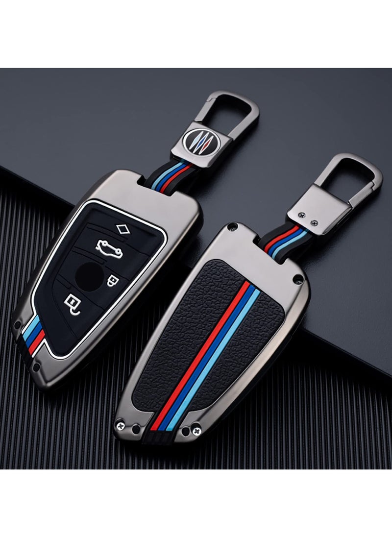 Generic Matte Cover for BMW Key Fob Case, Zinc Alloy and Silicon Key Holder Protector Compatible with BMW 1, 3, 4, 5, 6, 7 Series, X3, X4, M5, M6, GT3, GT5, Includes Key Chain  - Image 1