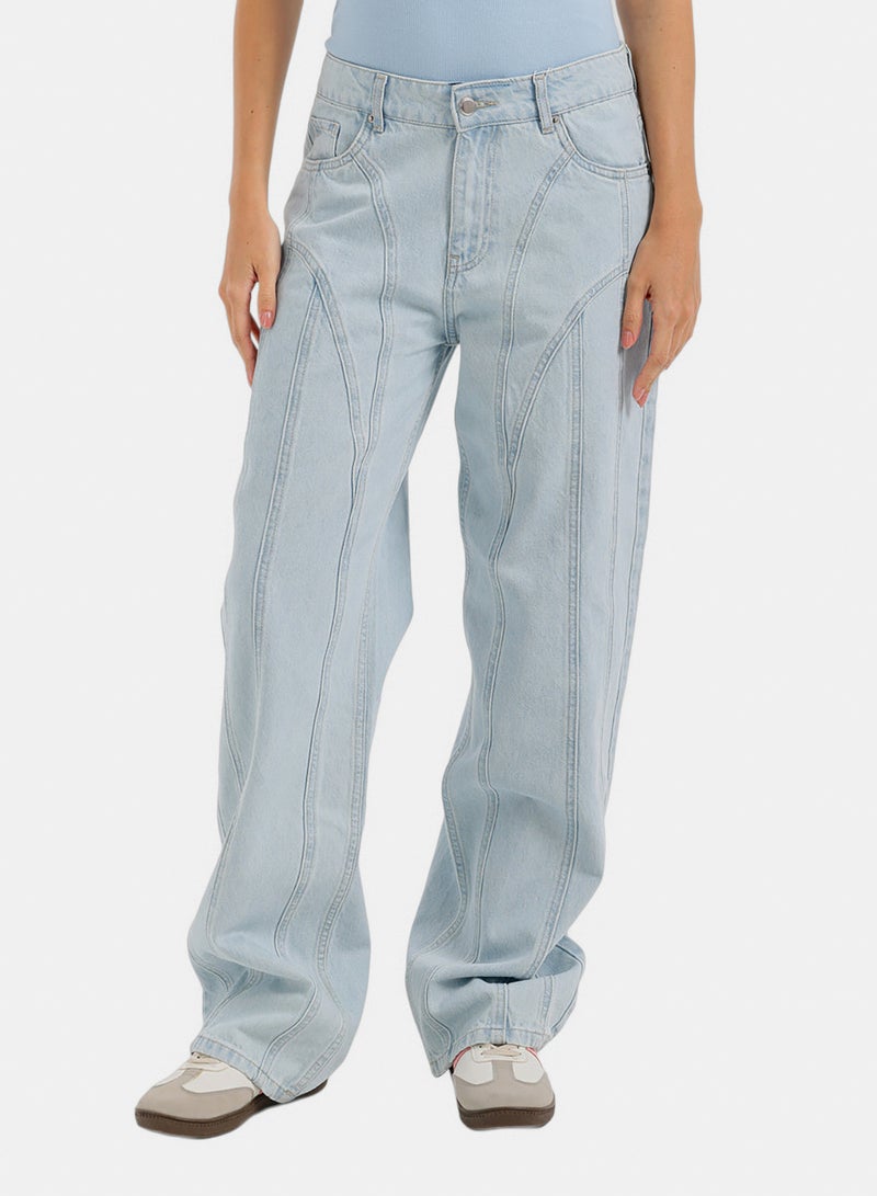 Carina Seam-Detail Denim Pants - Image 1