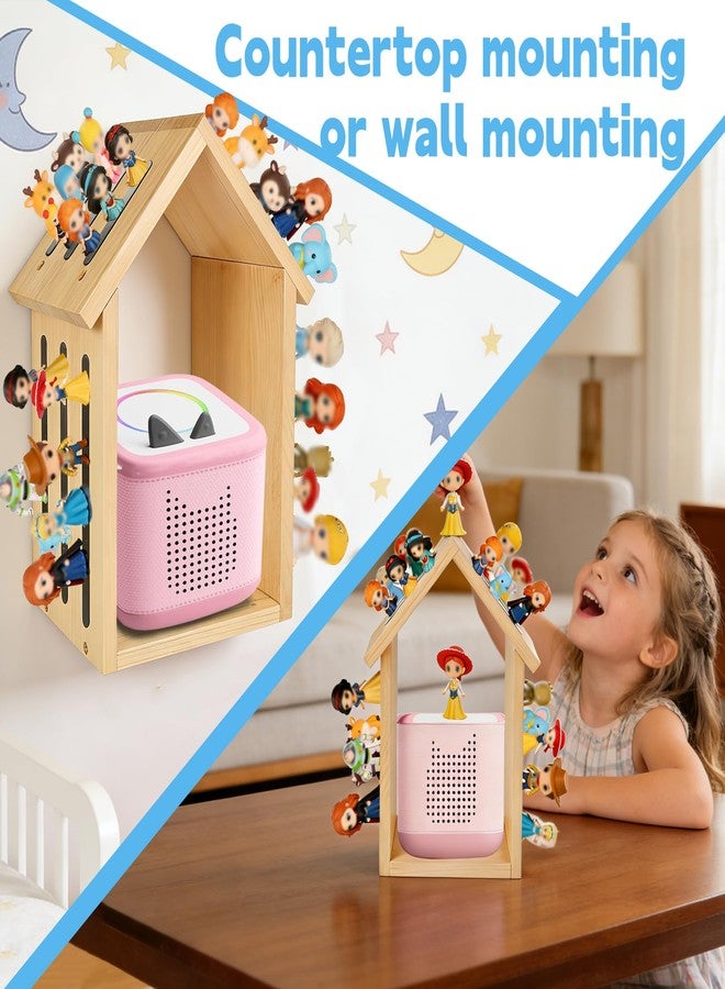 WAKCCIL for Tonies Shelf Magnetic Wall-Mount/Desktop House-Shaped Floating Storage Shelf, Wooden Display Organizer for Tonies Storage, Figure Organizer Rack for 12-40 Figurines Collection - Image 4