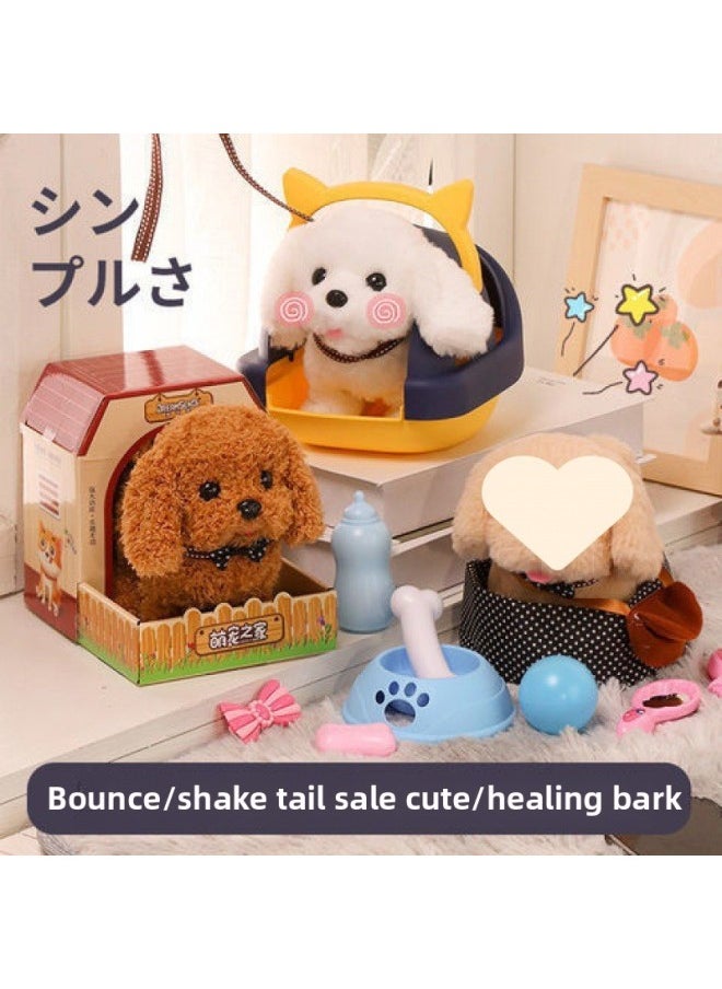 Toy Dog Dog Imitation Dog Children Walking Can Call Baby Electric Plush Electronic Small Can Move Baby Pet-Color:Husky (standard + Doghouse + Bow Tie 4-piece Set)-Specifications:[rechargeable Model] Comes With Charger Rechargeable Battery + Screwdriver  - Image 3