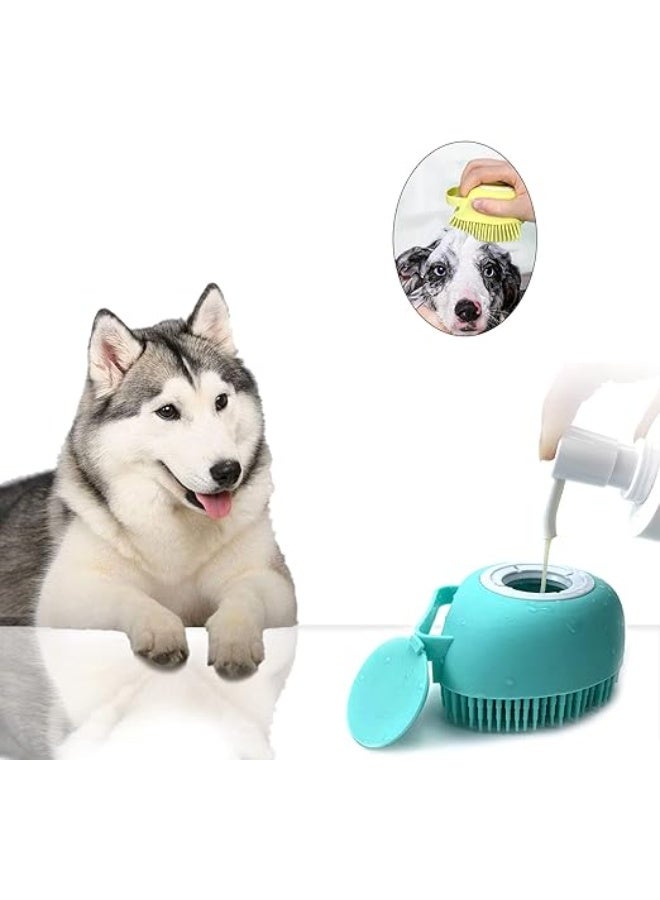 Pet Grooming Bath Massage Brush with Soap and Shampoo Dispenser Soft Silicone Bristle for Long Short Haired Dogs Cats Shower - Image 3