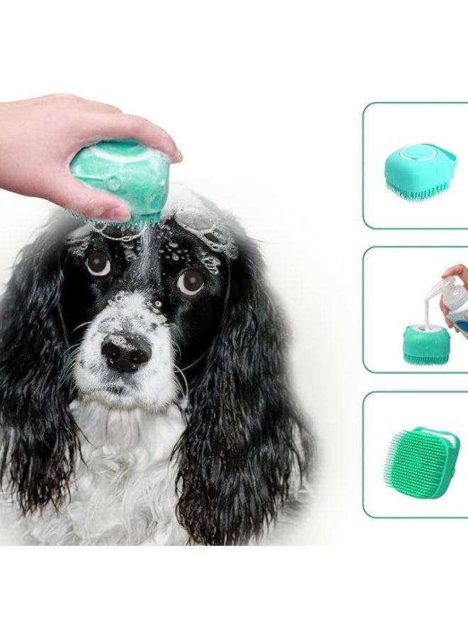 Pet Grooming Bath Massage Brush with Soap and Shampoo Dispenser Soft Silicone Bristle for Long Short Haired Dogs Cats Shower - Image 2