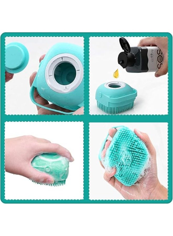 Pet Grooming Bath Massage Brush with Soap and Shampoo Dispenser Soft Silicone Bristle for Long Short Haired Dogs Cats Shower - Image 4