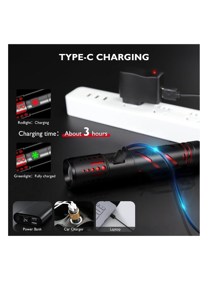 Generic - Fast Rechargeable Flashlights for Home, Tactical Flashlights High Lumens 20000, 3 Modes Zoomable Waterproof Mini Flashlight, Powerful LED Flash lights for Camping, Hiking (Battery Include) - Image 1