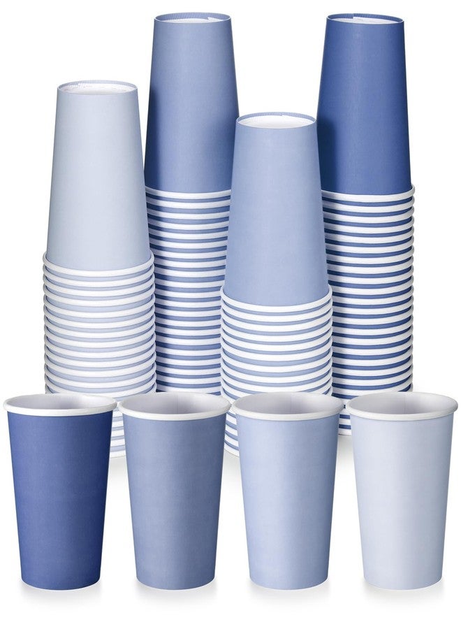 FillTouch مجموعة أكواب ورقية للاستخدام مرة واحدة من فيل تاتش، 100 كوب، سعة 9 أونصة، بألوان متدرجة، مثالية للمشروبات الباردة، وحفلات الزفاف، وحفلات استقبال المولود، وحفلات أعياد الميلاد (سلسلة زرقاء). - Image 1
