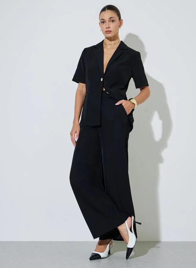 ستايلي Black Notch Lapel Blazer Top