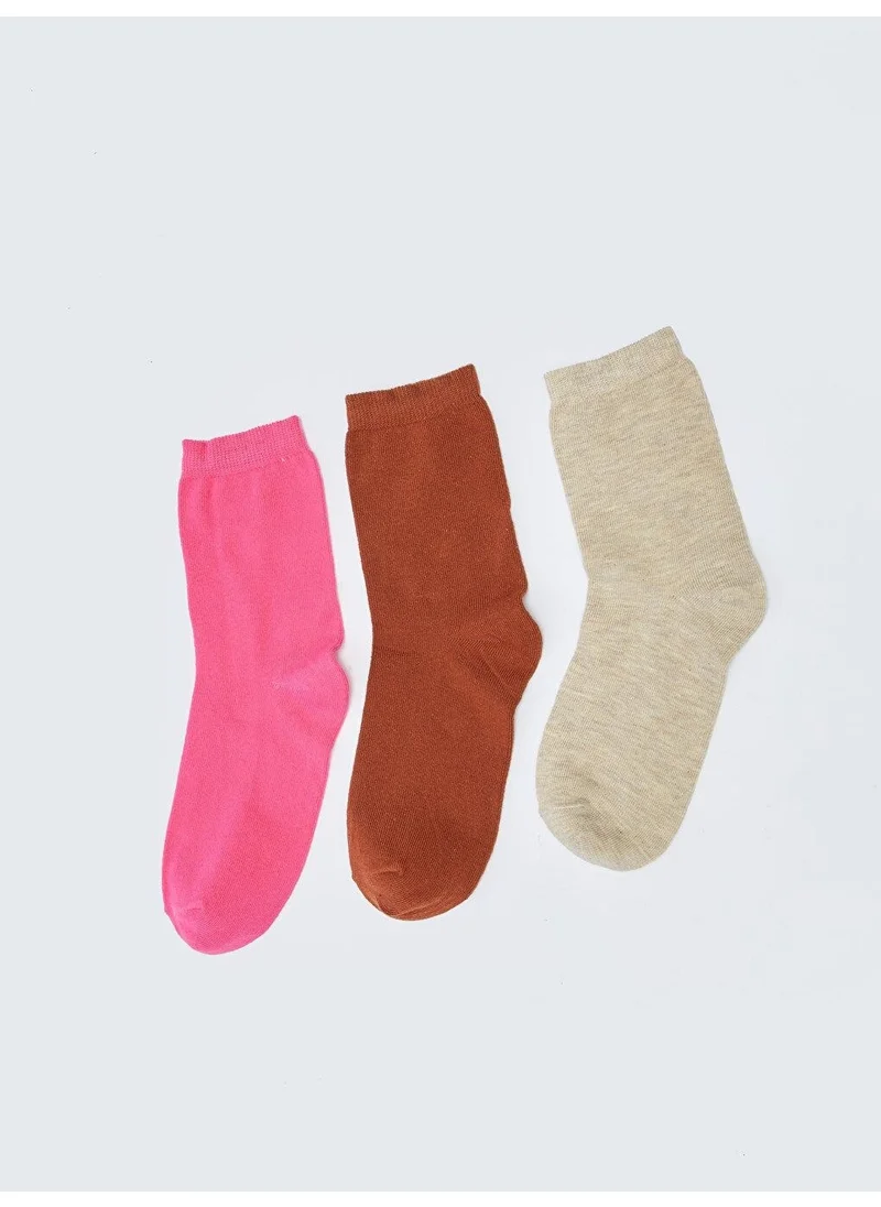 LC WAIKIKI Women's Plain Ankle Socks 3 Pack