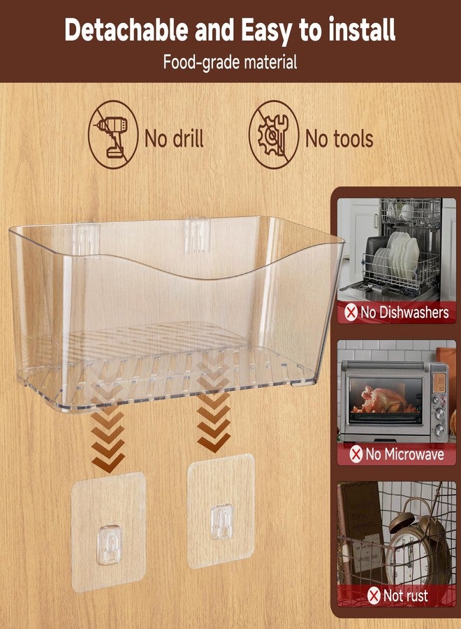 AENTGIU 4-Pack Large Cabinet Door Organizer, 11.4" Adhesive Wall Mounted Pantry Organizers and Storage, Space Saving, Drain Bottom, No drill, Clea Storage Caddy Baskets for Kitchen, Bathroom, Under Sink - Image 5