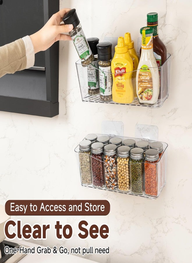 AENTGIU 4-Pack Large Cabinet Door Organizer, 11.4" Adhesive Wall Mounted Pantry Organizers and Storage, Space Saving, Drain Bottom, No drill, Clea Storage Caddy Baskets for Kitchen, Bathroom, Under Sink - Image 3