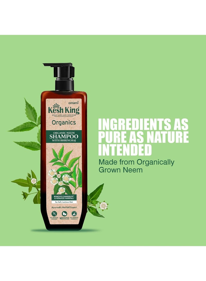 Kesh King Organics Neem & Bhringraj Anti Dandruff shampoo, reduces hairfall, certified organic ayurvedic formula for flake free healthy scalp, sulphate & paraben free, 300ml - Image 1
