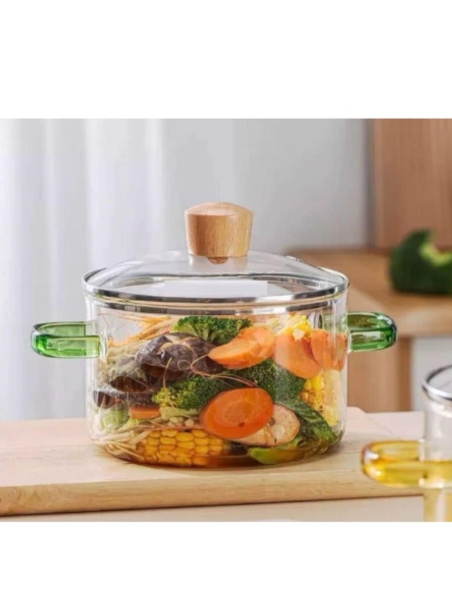 Glass Pots for Cooking 1.8L(60oz) Pot with Lid for Stove Top Glass Saucepan for Noodle Soup Milk-Clear  - Image 5