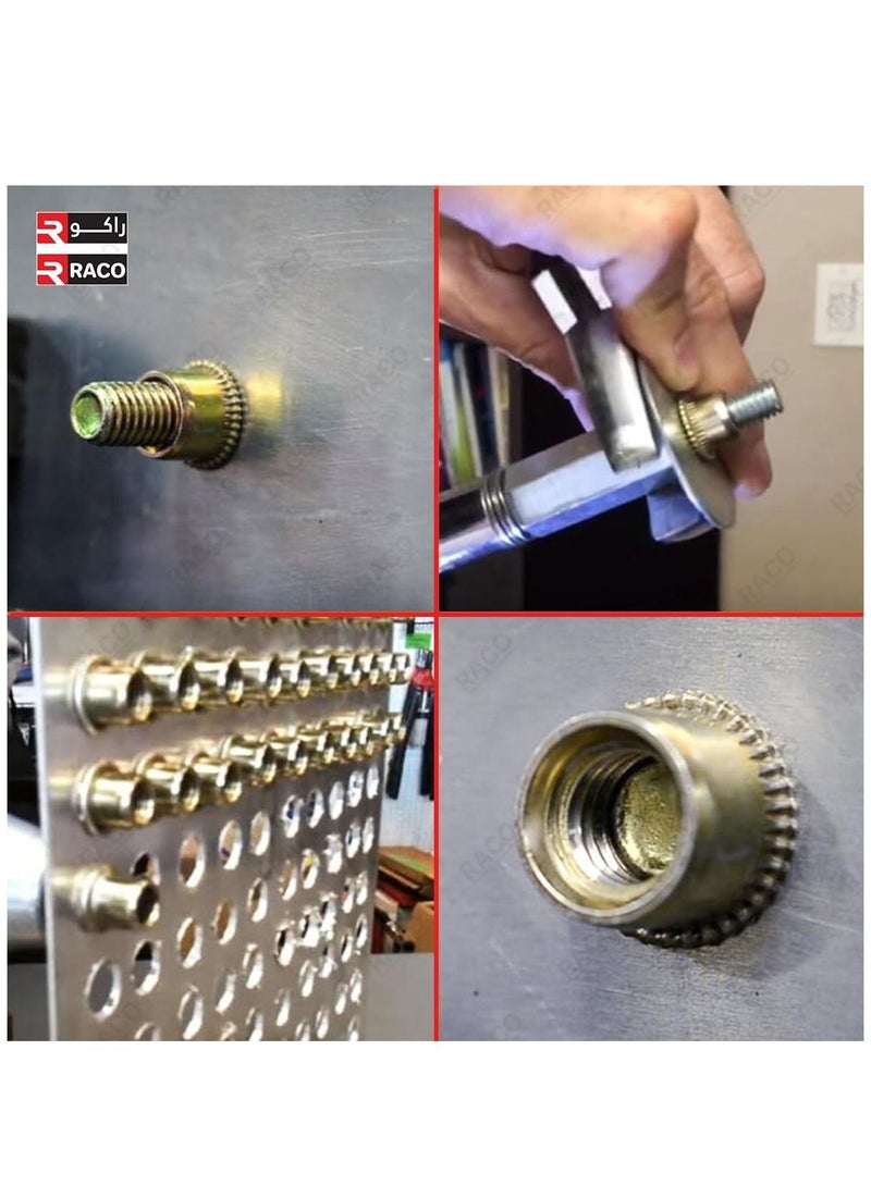 RACO Rivet Nut Knurled Body Carbon Steel Zinc Plated Flat Head Rivetnut Threaded Insert Nut for Metal Sheet, Steel, Aluminum, Plastic, Fiberglass (25 Pcs) - Image 5